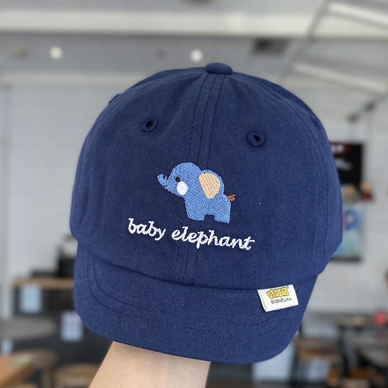 Cute Baby Elephant Embroidered Cap Kids Spring Autumn Sun Protection Baseball Hat For Boys And Girls Breathable тёмно-синий