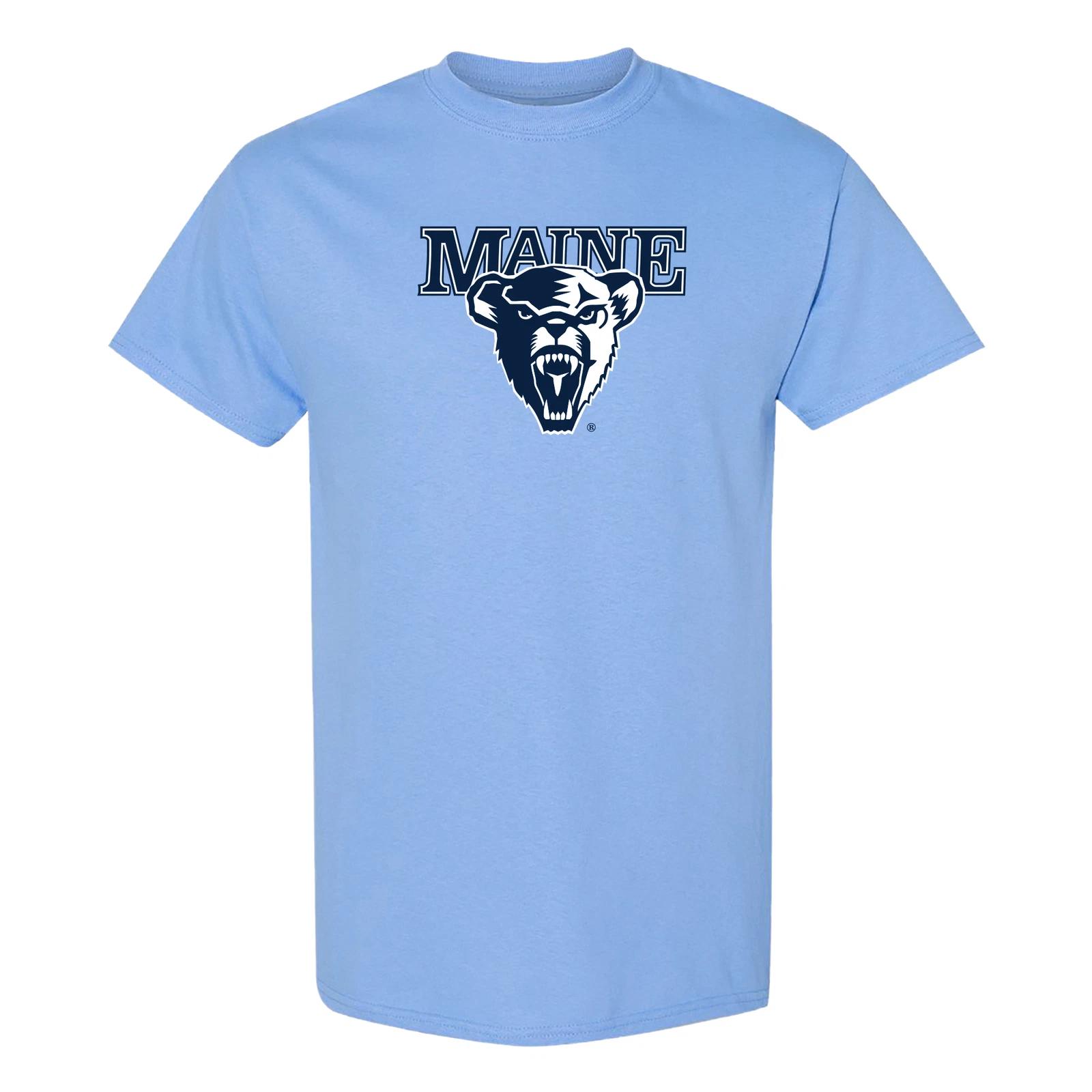 Maine Black Bears Primary Logo T Shirt - Carolina Blue S