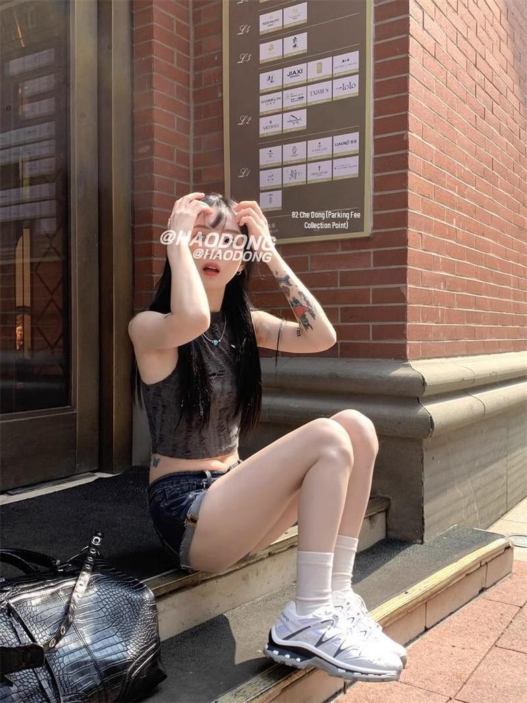 Dame Lav midje Sexy Slim-fit Denim Shorts: Amerikansk retrostil for sommernattklubber