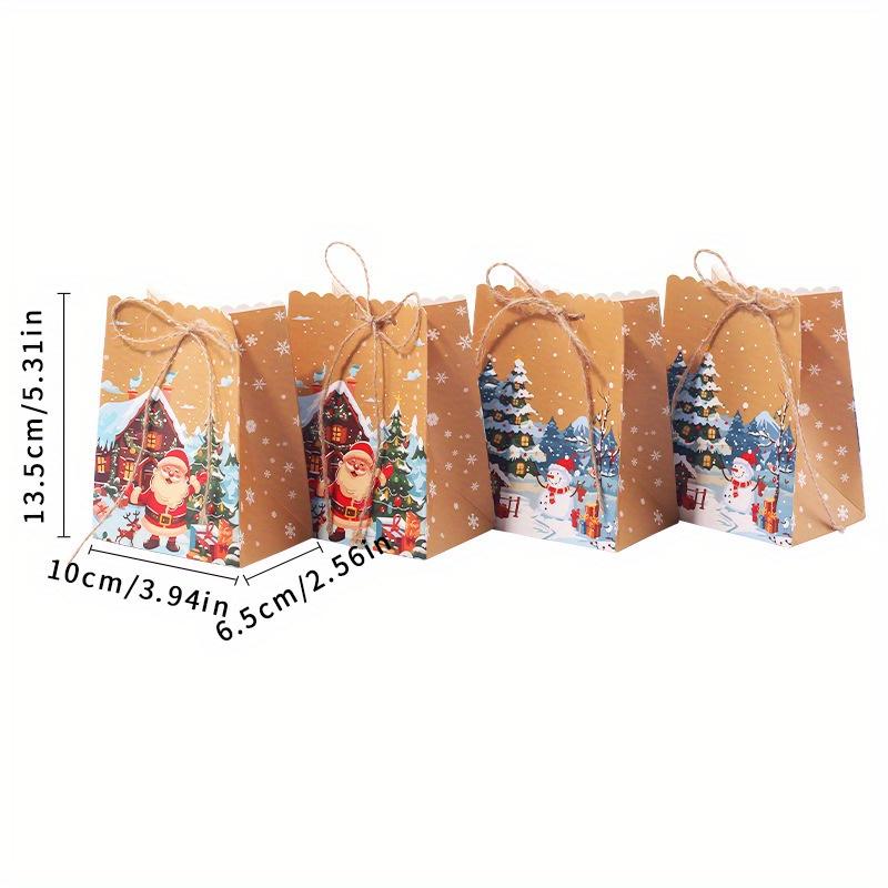 8 pcs Christmas gift tote bag, Christmas Eve candy gift paper bag, apple kraft paper packaging bag(Mixed)