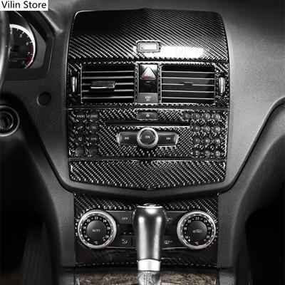 Center Console Air Conditioner CD Panel Cover Trim 2Pcs For Mercedes Benz C Class W204 C200 C260 C300 C180 2007-10 Carbon