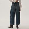 Women's Fashionable Solid Color Washed Versatile High Waist Loose Straight Leg Jeans Pants