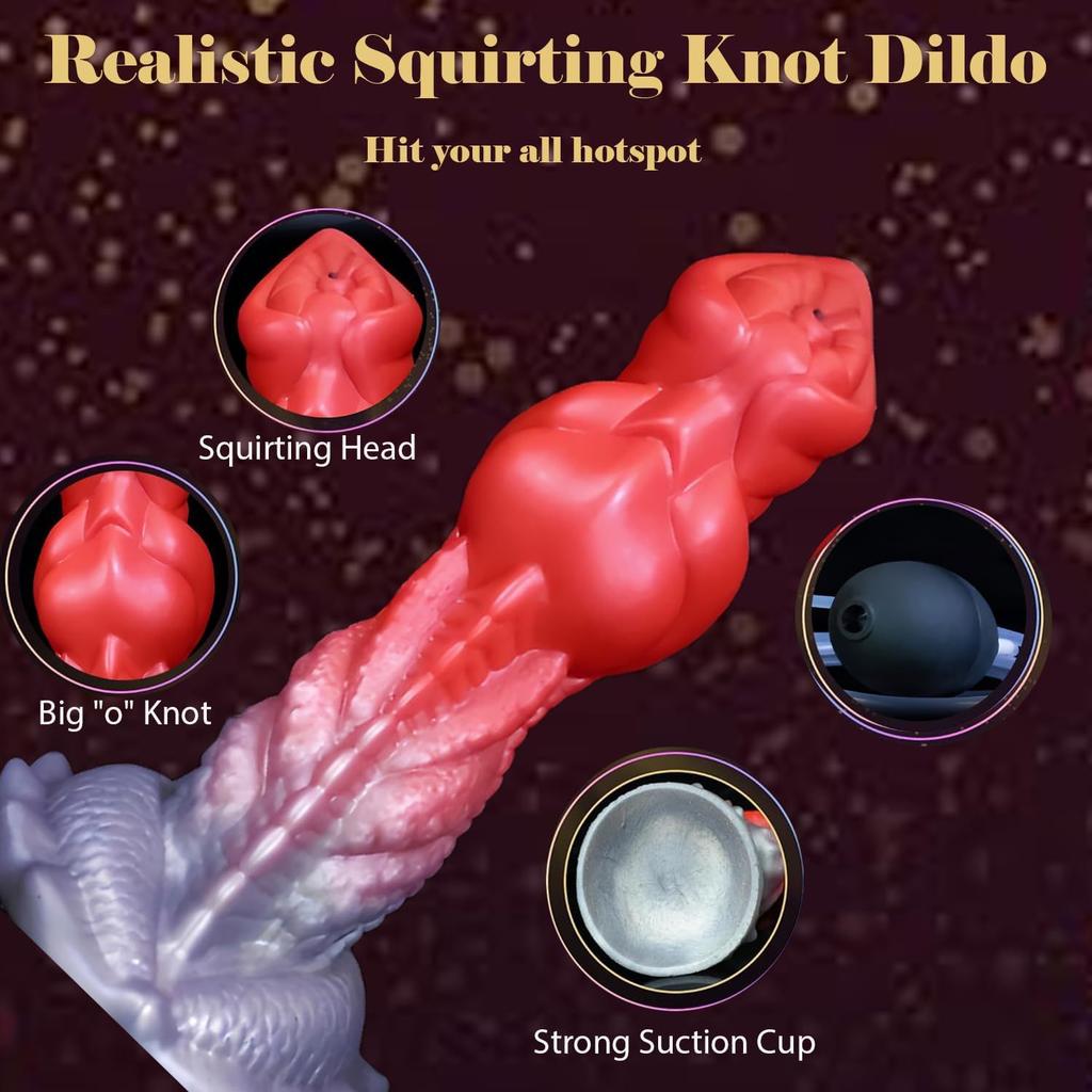 Silicone Dildo, Shaped Penis, Dog Penis Imitation Ejaculation Water Spray Male and Female Sexual Pleasure Masturbation Anal Plug Sexual Products