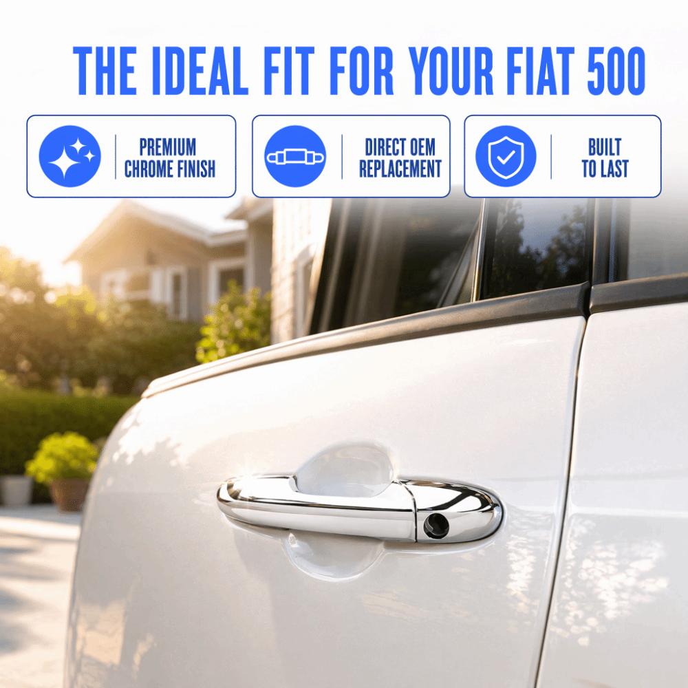 Chrome Door Handle Door Outside Opener for 500 2012-2018 Left Hand Drive Only Outer Handle Swap Left