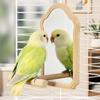Parrots Mirror Perch Natural Wood Stand For Bird Cage With Safe Acrylic Mirror For Pet Bird Entertainment Play Resting