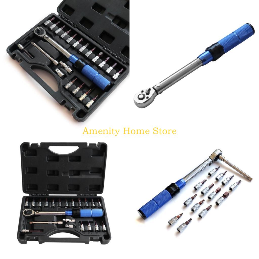

F26C 21 Piece Torque Wrench Set HighAccurate 2-24Nm, 1/4 Drive for Bike Motorcycle CN