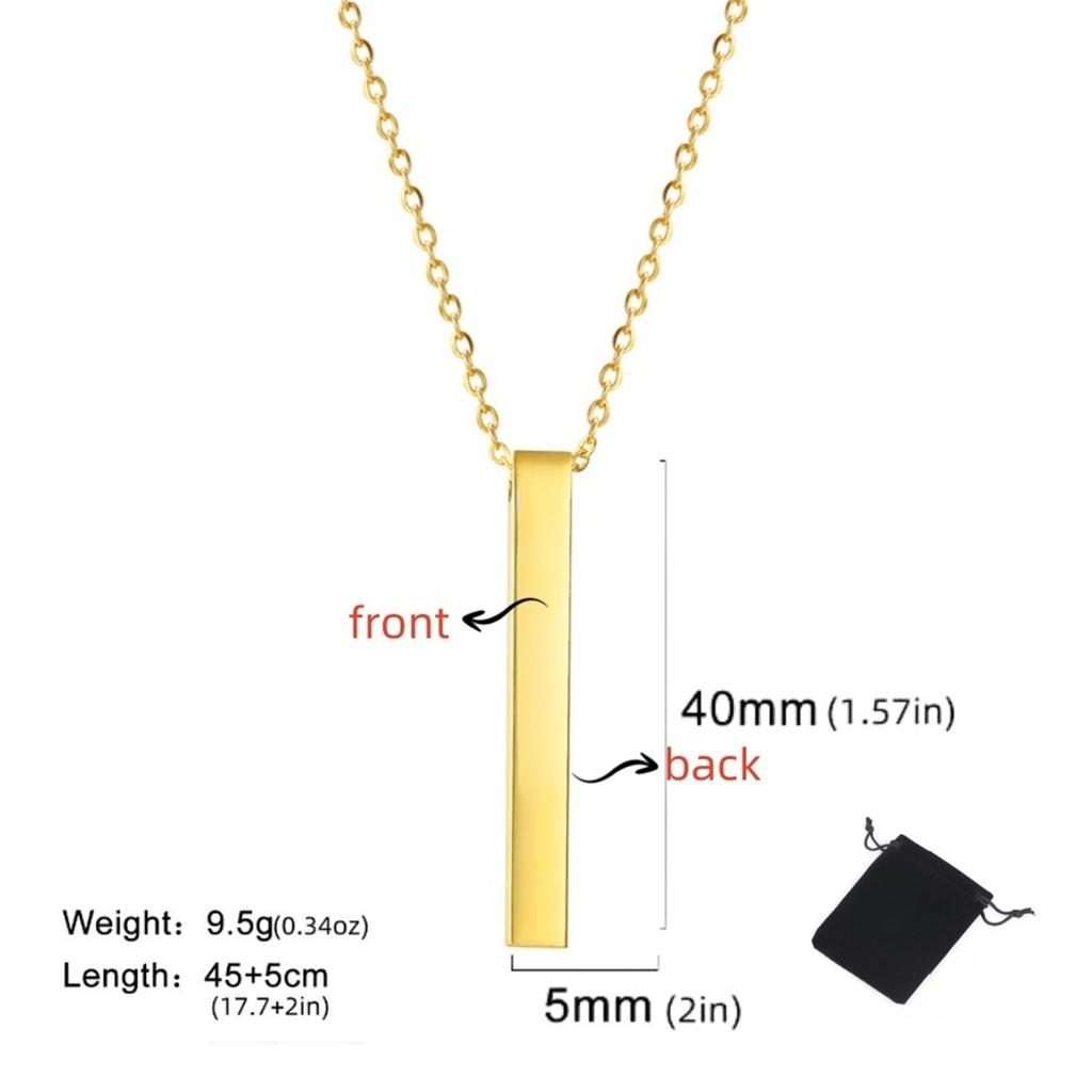 Customized Name Quotes Date Multi Sided Engraved Necklace Stainless Steel Personalized Cube Bar Necklace Fashion Couple Jewelry