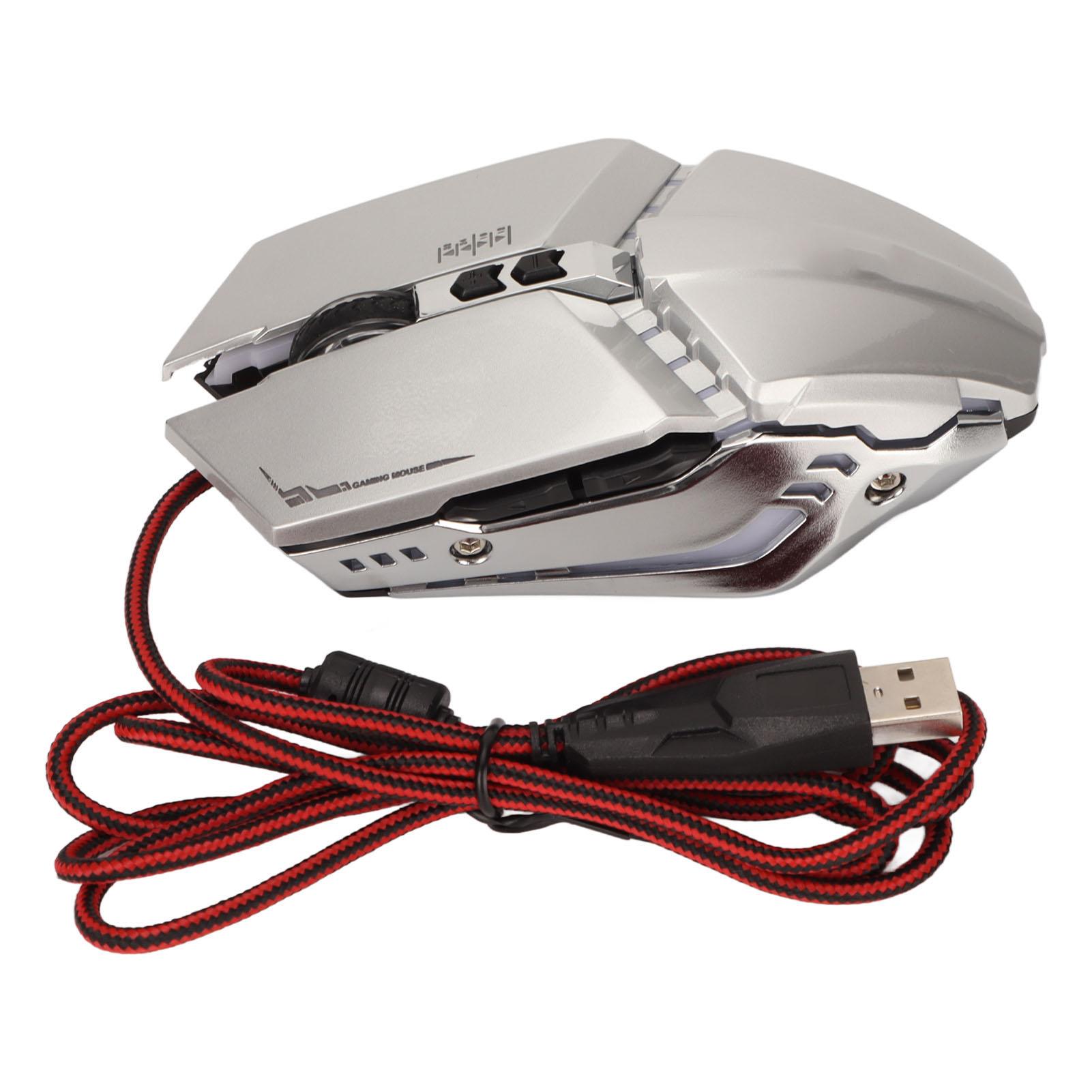 

Gaming Mouse Ergonomic Design 4 DPI Adjustable Breathing RBG Backlit Accurate Control Office Mouse серебряный