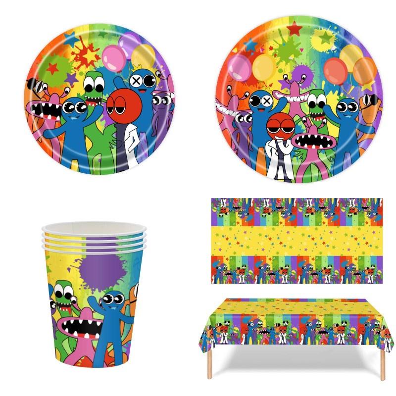 Rainbow Friends Party Supplies Tableware Balloons For Kids Birthday Decor