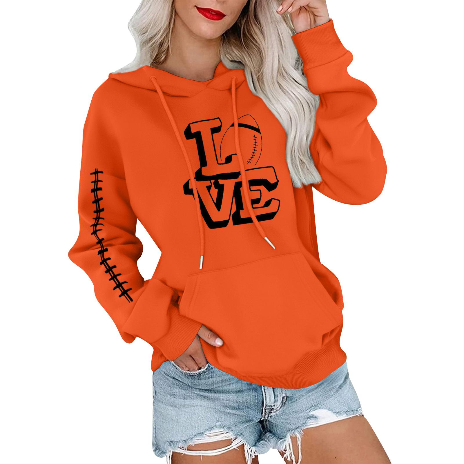 

Женский модный, повседневный, удобный свитер с круглым вырезом, капюшоном, длинными рукавами и принтом в стиле регби L киноварь