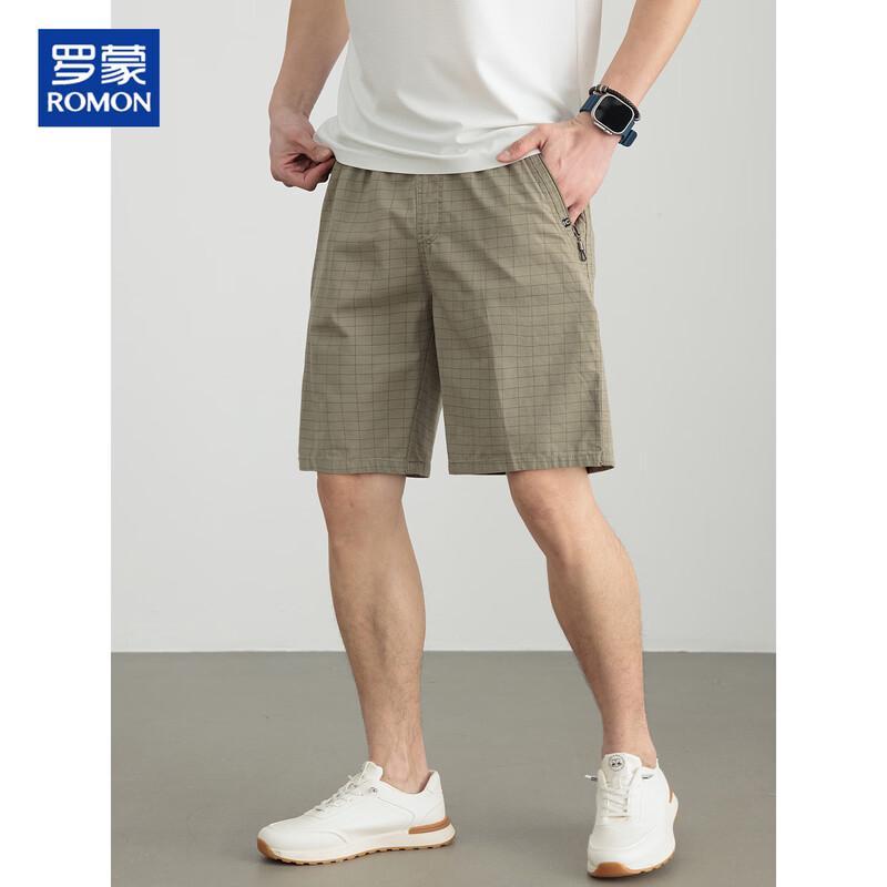 ROMON Men's 100% Cotton Plaid Cargo Bermuda Shorts