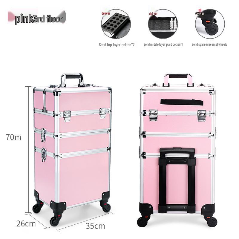 Multi-Layer Detachable Drawbar Makeup Case for Tattoo & Nail Art