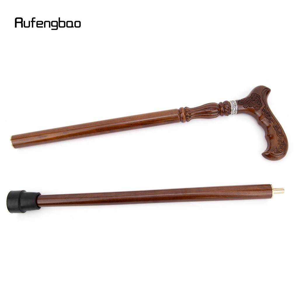 Chinese Knot Brown Wooden Fashion Stick Decorative Vampire Cospaly Party Wood Walking Cane Halloween Mace Wand Crosier 93cm