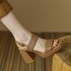 Sandals Women Buckle Strap 2025 Comfortable Summer High Heeled Roman Sandal Woman Open Toe Square Heel Thick Heel Shoes