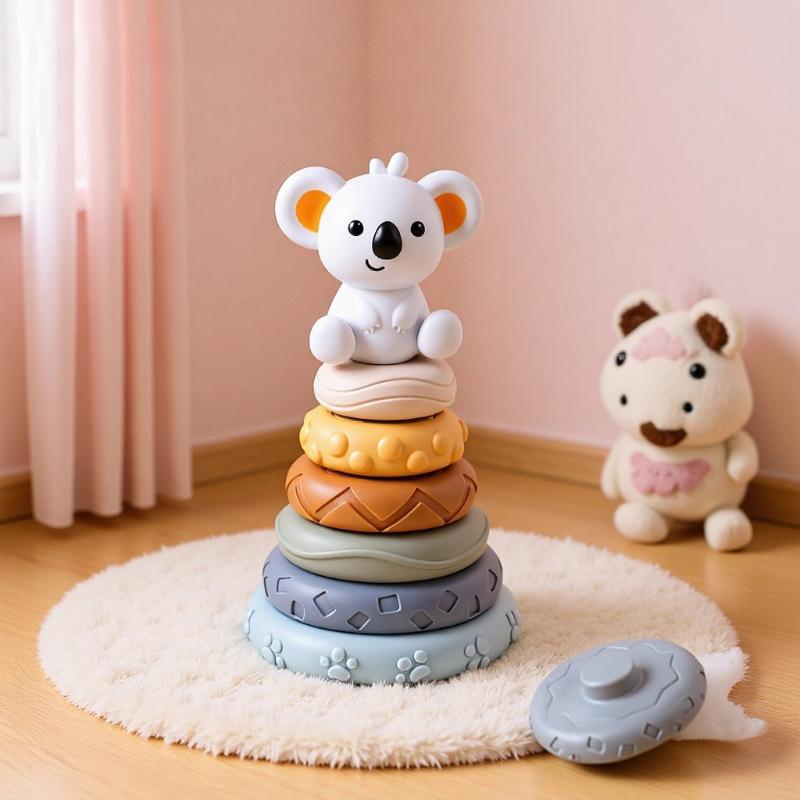 Baby Montessori Sensory Intellectual Development Set, Developing Fine Motor Skills, Koala Stacking Tower Learning Toys