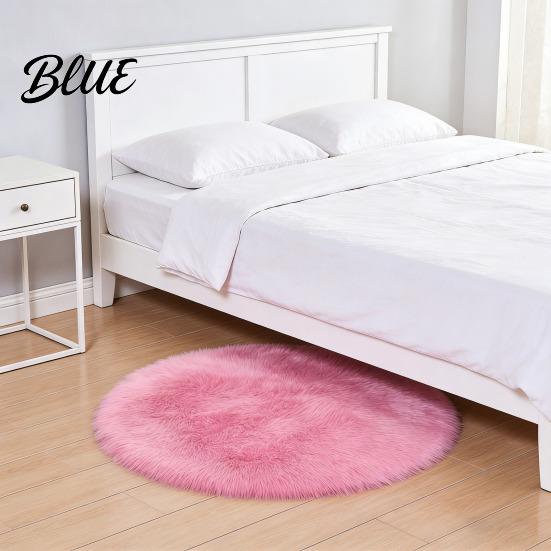 Versatile Round Carpet Color Machine Soft Bedroom Mat Plush Furry Floor Rug Solid Kids Room
