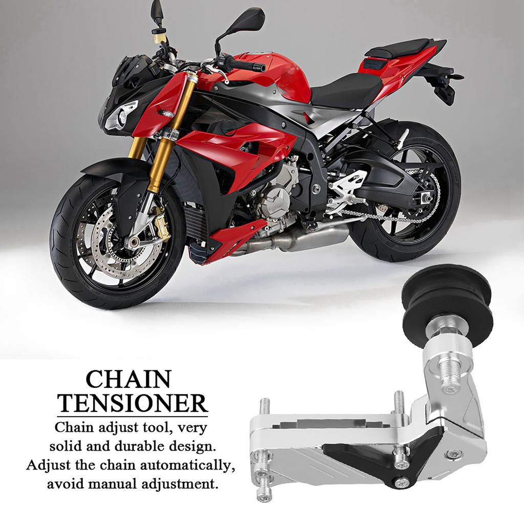 Motorcycle Adjuster Chain Tensioner Roller CNC Aluminium Alloy Universal Tool (Silver)
