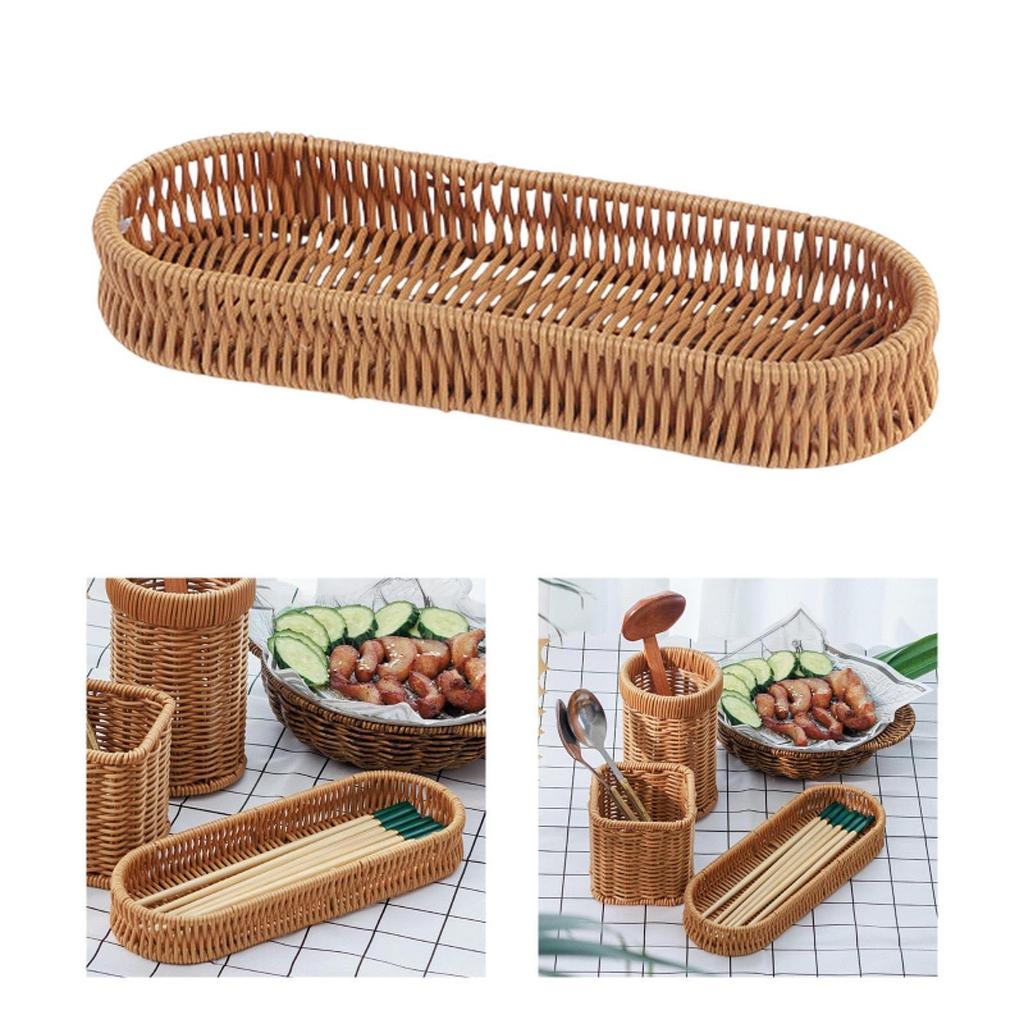 Woven Basket Utensil Holder for Kitchen Dining Coffee Table Countertop