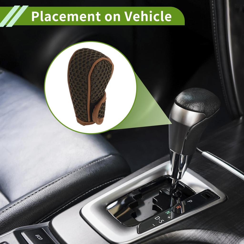 HOPESPANNER Universal Gear Shift Knob Cover Stick Shift Handle Protector Automotive Fabric 1 Pc Anti Slip Dark Brown