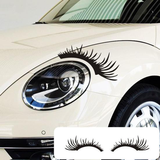2Pcs Car Eyelashes Stickers Funny Car Headlight Sticker Waterproof Fake Eyelash Decals Tailgate Fridge Wall Window Vehicle Decoration Gifts for Men