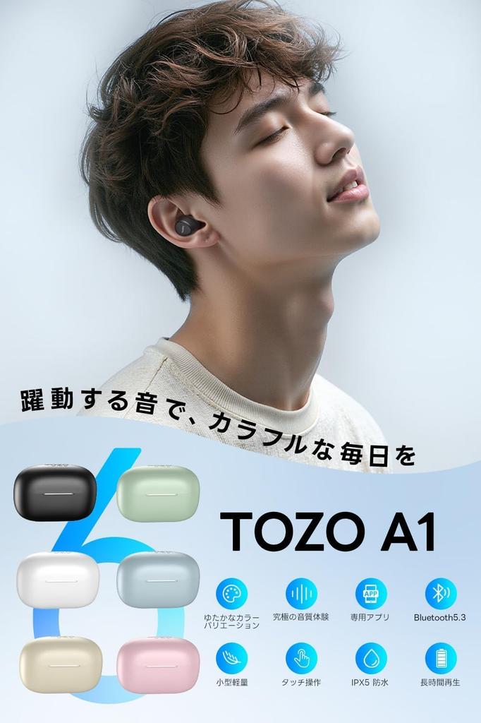 Upgraded TOZO Wireless Earphones Bluetooth Earphones A1 Small Lightweight Clear Sound Up To 32 Hours Playback Noise Reduction Microphone IPX5