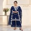 Majestic Embroidered Georgette Palazzo Suit Set