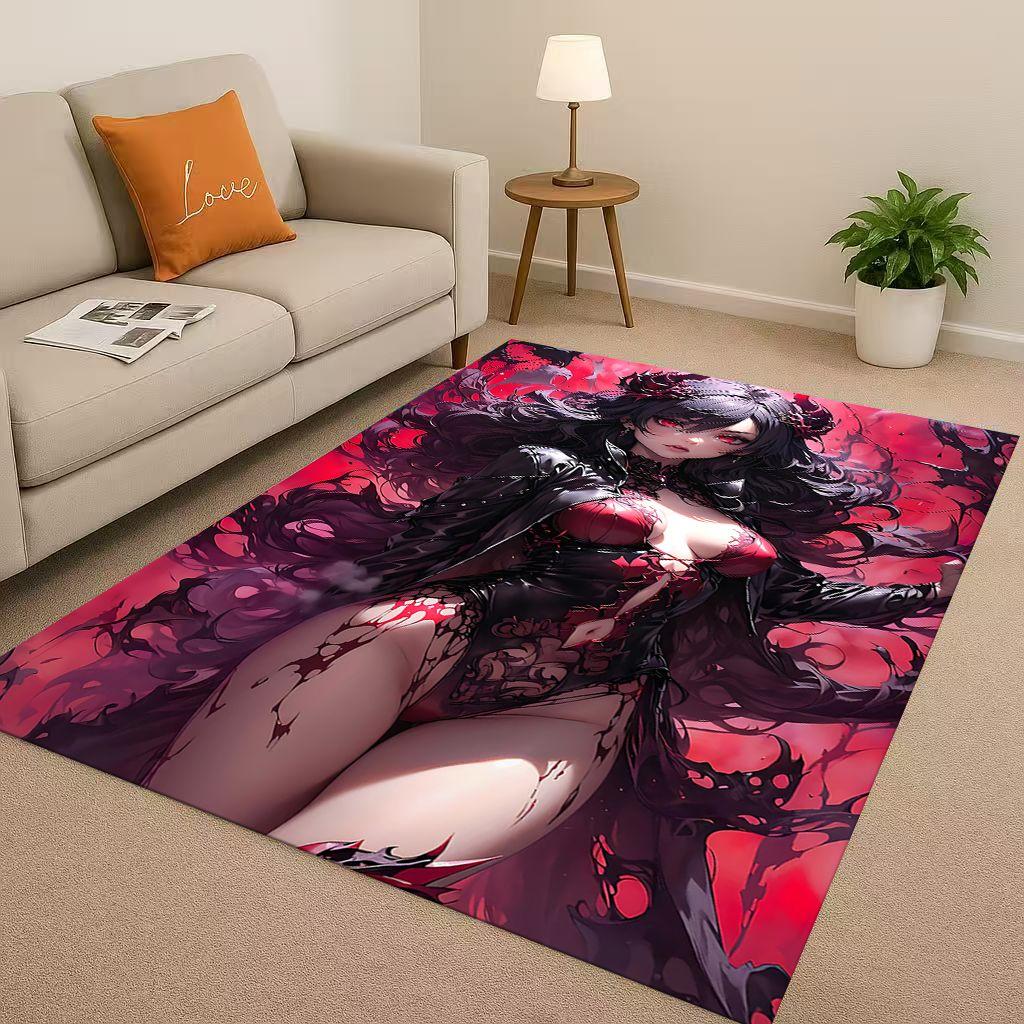 2026 New Gothic Dark Sexy Girls Cartoon Anime Characters Living Room Non-Slip Area Rug Carpet for Bedroom Playroom Sofa,Doormat