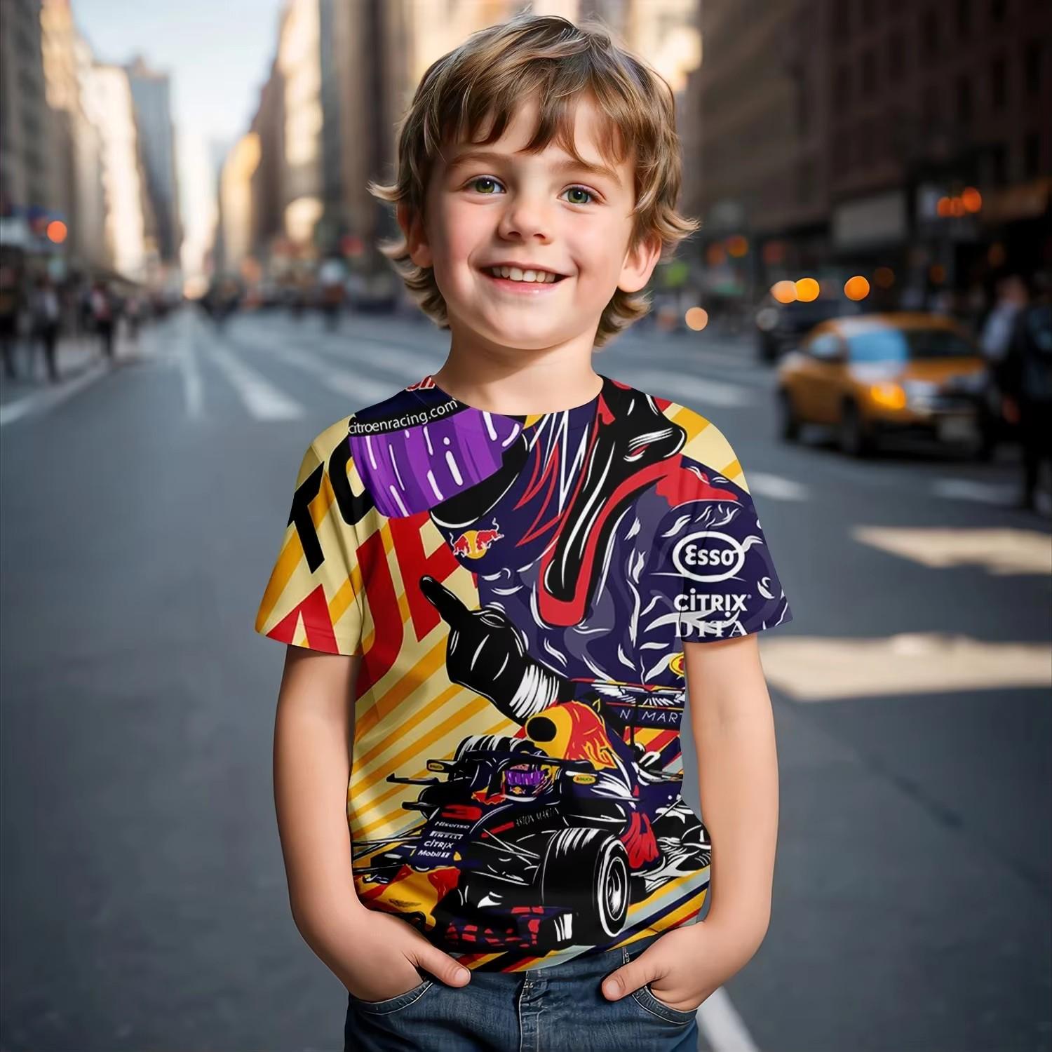 

Детская одежда Футболка для мальчиков с коротким рукавом Гонки 3D Принт Детская летняя одежда Модная одежда для мальчиков и девочек с рисунком Топы с круглым вырезом 110