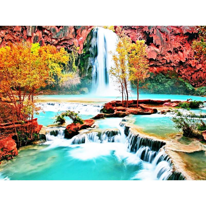 DIY 5D Diamond Painting Waterfall Landscape Handicraft Full Round Resin Diamond Embroidery Cross Stitch Mountain Wall Art