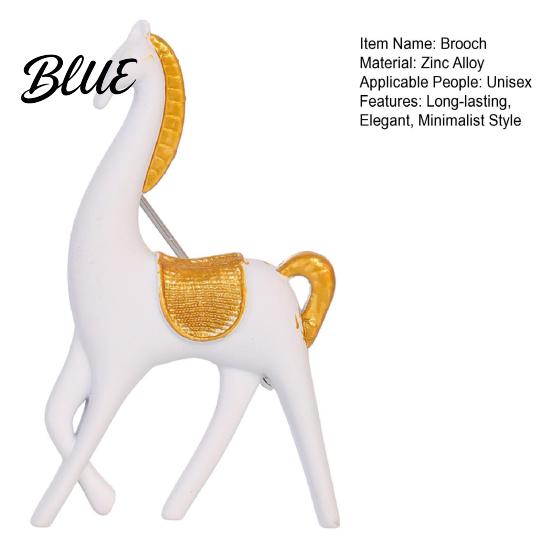 Simple Horse Design Accessory Minimalist Brooch White Black Alloy Lapel