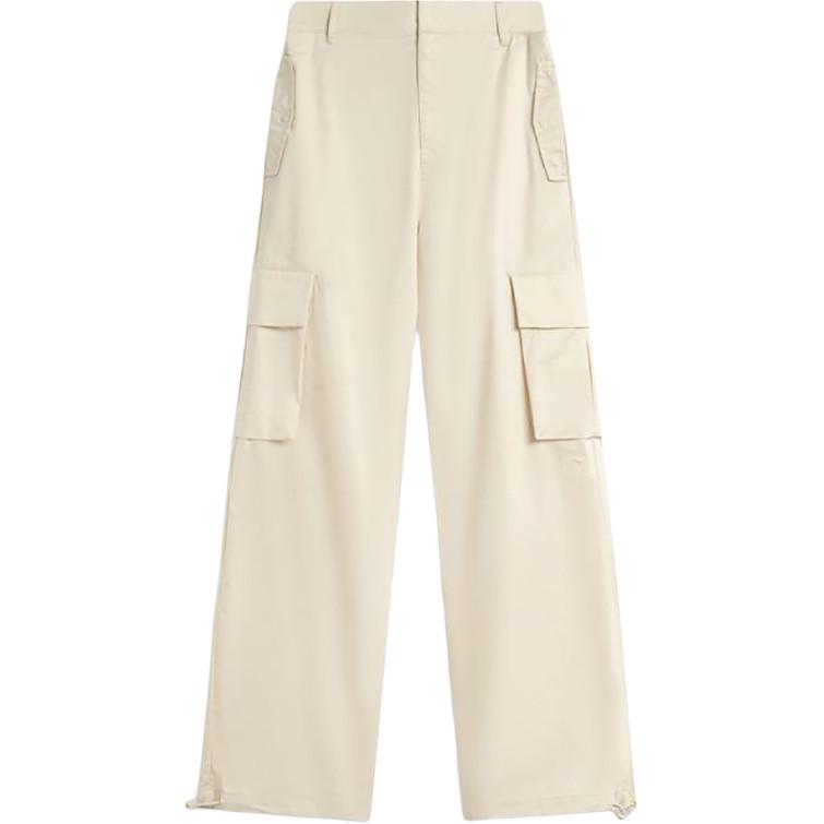 

Li-Ning Casual Simple Solid Color Loose Straight Leg Knitted Sports Pants Women bottoms Off-White AYKV510-1 M