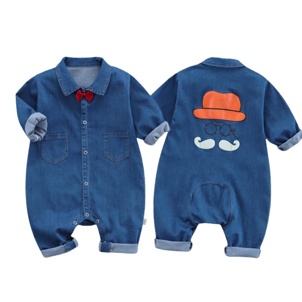 Bow Beard Korean Baby 100cm [EnDast] Rompers, Denim, Overalls, Tie, Illustration, Children's Clothing, Fashionable, Infant, Kids, Clothes, 70cm, 80cm,