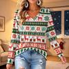 Women's V-Neck Long Sleeve Christmas Printed Lightweight Top for Spring and Summer