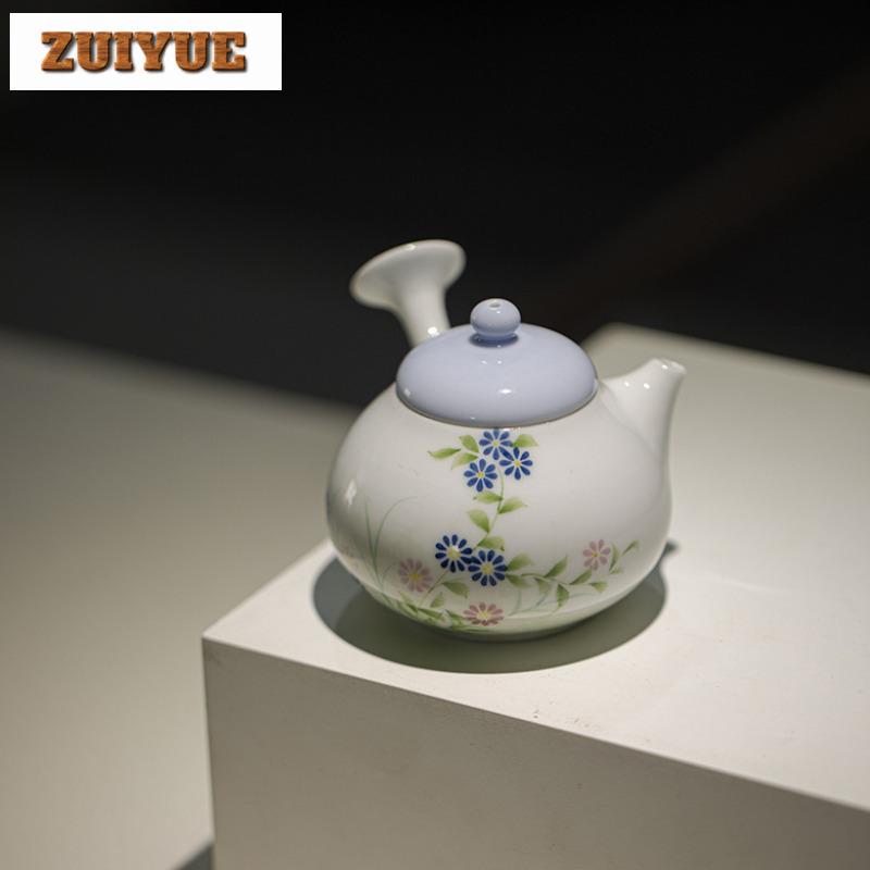 140ml Hand-painted Wild Chrysanthemum Side Handle Teapot Antique Tea Infuser Pot Tea Soaking Kettle With Strainer For Tea Craft