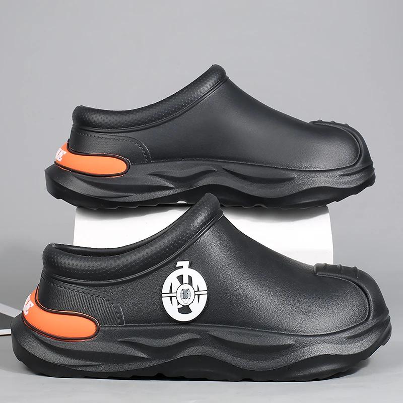 

Мужские тапочки Eva, осенне-зимние кухонные туфли для мужчин, рабочие, водонепроницаемые, легкие, износостойкие, с толстой подошвой, без застежек, мужские тапочки 38-39 бежевый