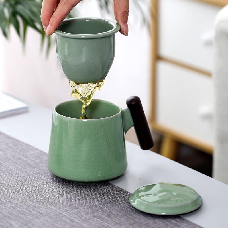 TLAKEHO Ru Kiln Ceramic Tea Infuser Mug