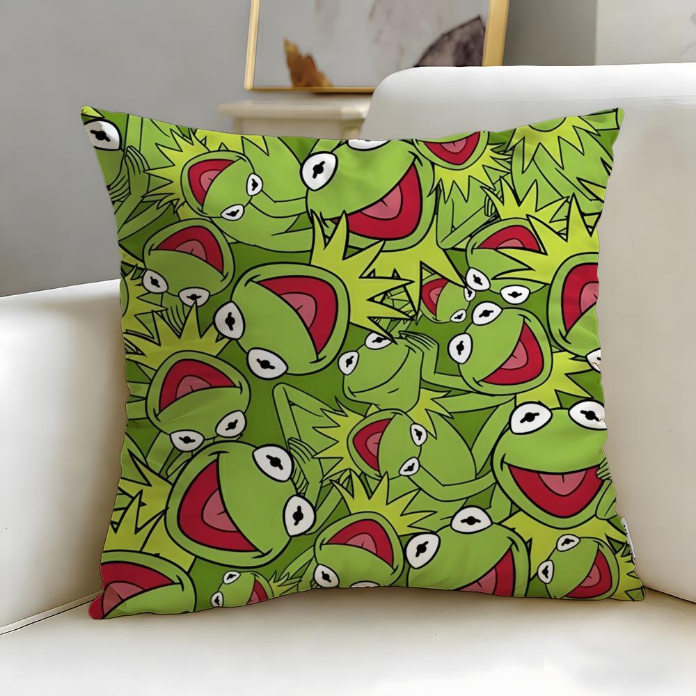 cartoon character Kermit the Frog Cushion Cover Soft  EasyWash Pillow Case  Versatile for Couch Bed Travel and Office