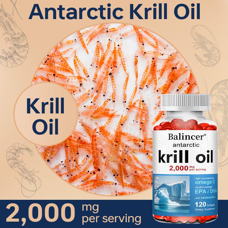 Antarctic Krill Oil 2000mg Softgels Omega 3 Epa Dha Astaxanthin Pack 120 Count