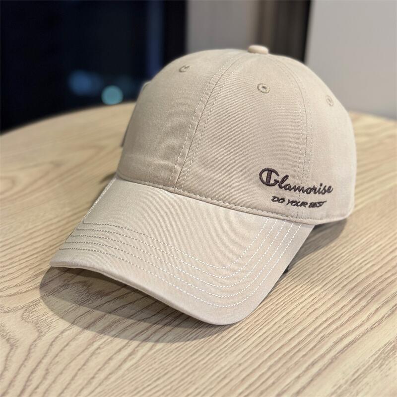 New letter embroidered baseball cap for women with small face, sunshade versatile soft top, washed cotton cap for men's trend