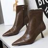 2025 Autumn Winter Shoes leather boots Women shoes side zipper Ladies ankle boots Pointed high-heeled boots Stiletto Short boots