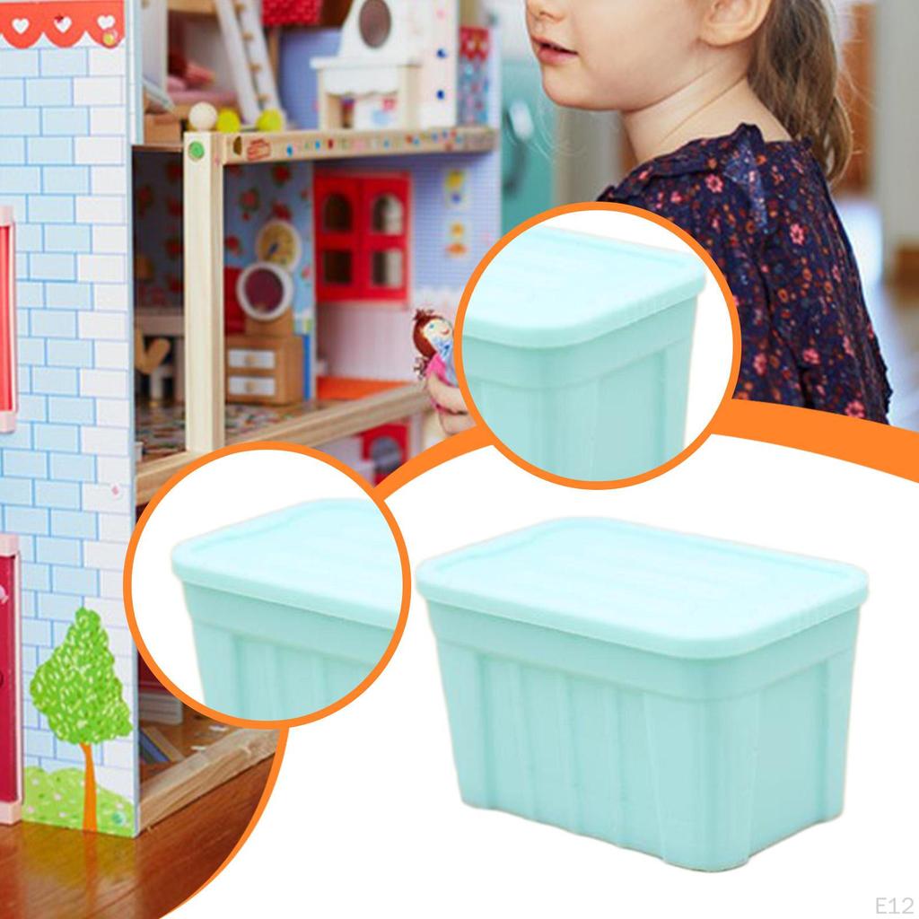 1/12 Miniature Storage Box with Lid Collections Mini Organizer Ornament for Micro Landscape DIY