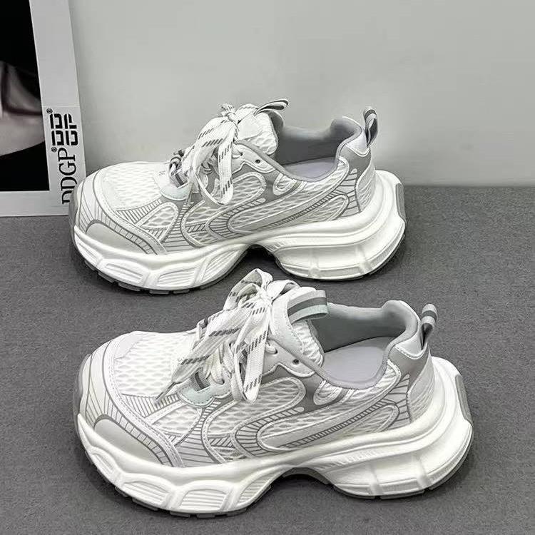 European Goods Popular Locomotive Fried Street Dad Shoes 2025 Spring and Summer New Muffin Thick-soled Lace-up Versatile Casual Sports Shoes