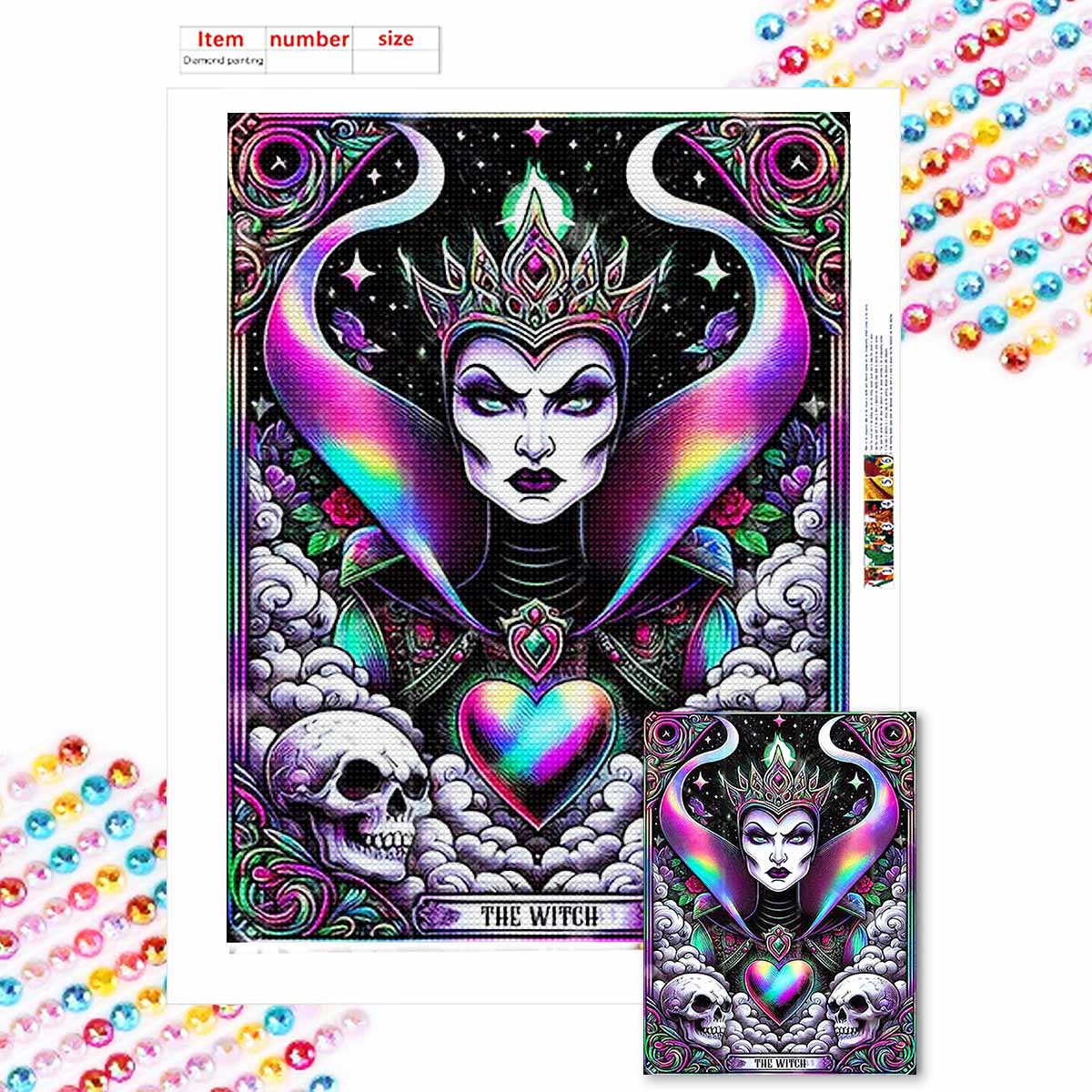 

Полная круглая алмазная живопись Искусство злой ведьмы Стразовая картина Мозаика Сделай сам 5D Вышивка крестом Домашнее украшение Round 20x30cm