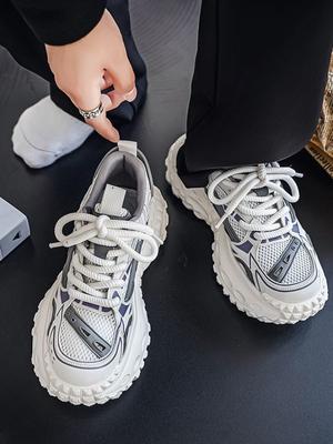 Ovandel i mesh Herrsportskor Dämpad innersula Tjock platå Enkla Alla märken Utan läder Unisex Hoppa Herr Casual Sneakers