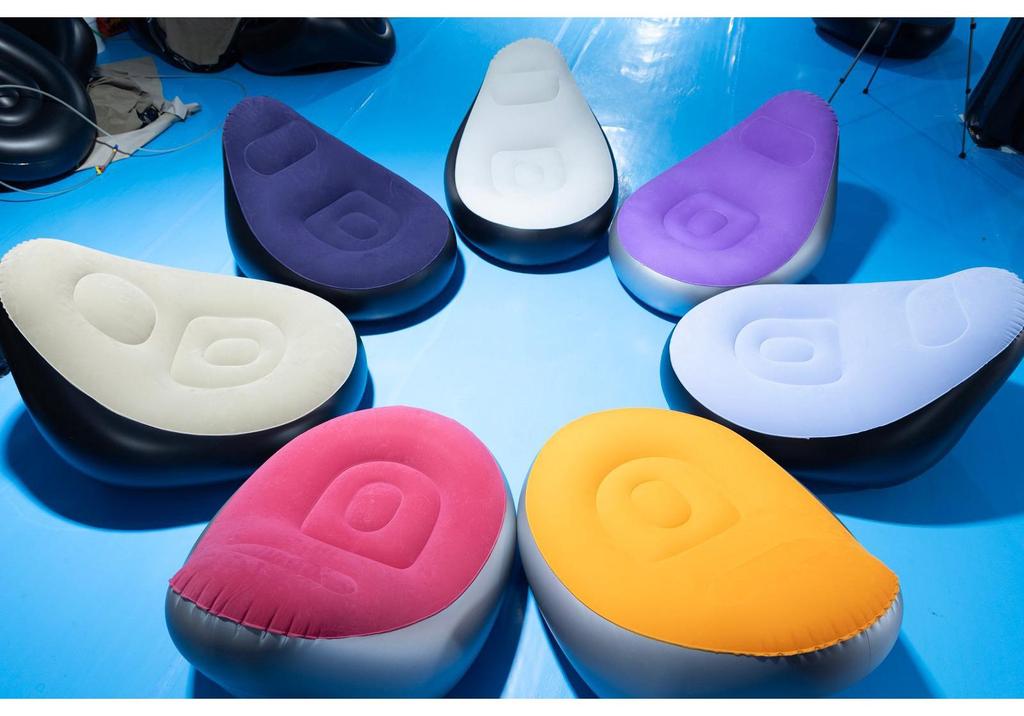 Thickened Inflatable Foldable Flocking Sofa Lounge Chair with Footrest