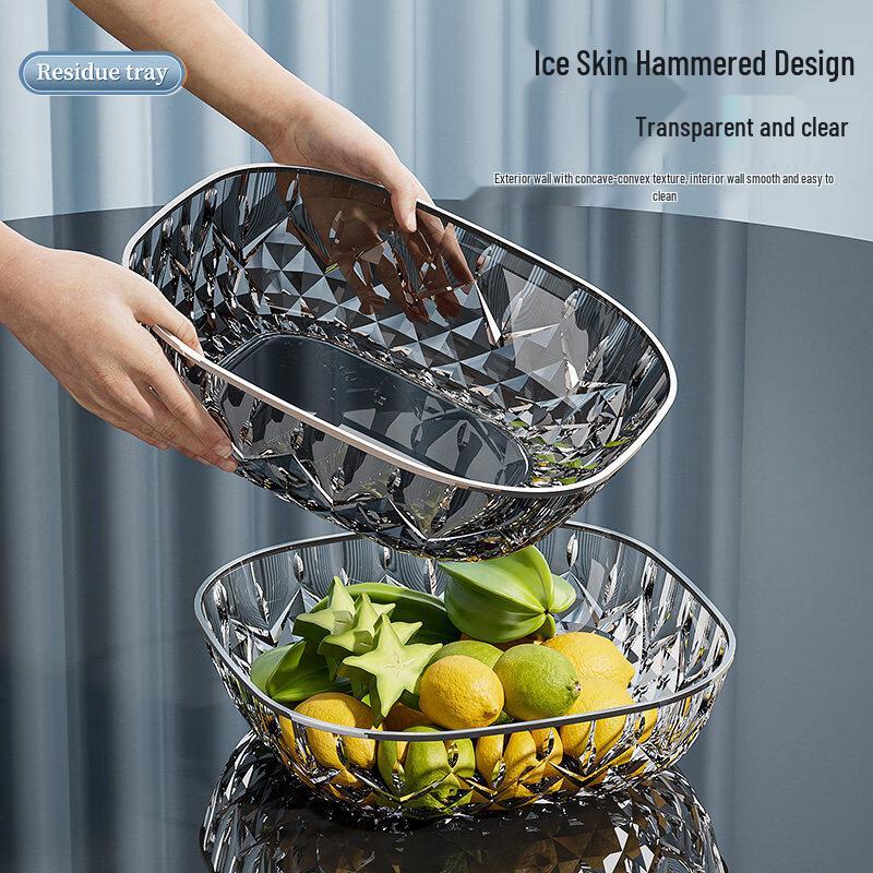 Thickened Gold Rim Crystal White Ceramic Fruit Plate Set (2-Pack)