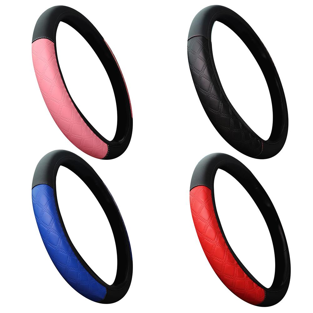 PU Leather Steering Wheel Cover with Breathable Material and Anti Slip Features for 15 Inch Car Wheels Improving Driving Safety
