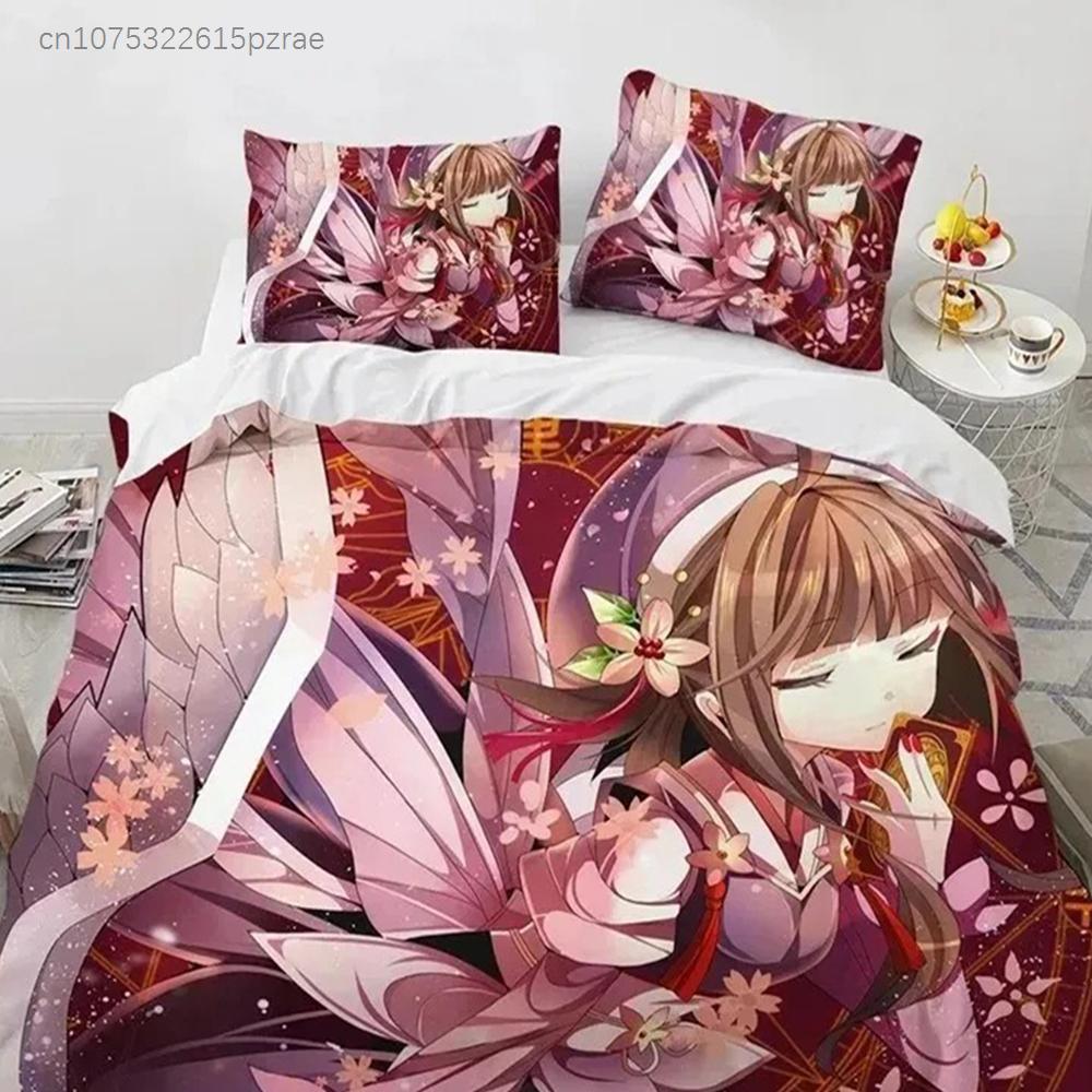 Cardcaptor Sakurar Bedding Set 3D Printed Suitable For Bedroom Duvet Cover Set With Pillowcases Kids Home Textile