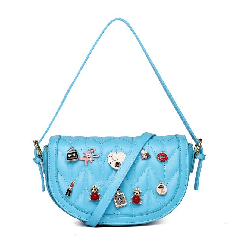 Bags Xiaoxiangfeng Rhombus Women's Bag 2025 New Korean Edition Fashion Splicing Trend One Shoulder Crossbody Saddle Bag