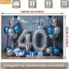 2D Blue Silver 40th Birthday Photography Backdrop Crown & Balloon Party Background